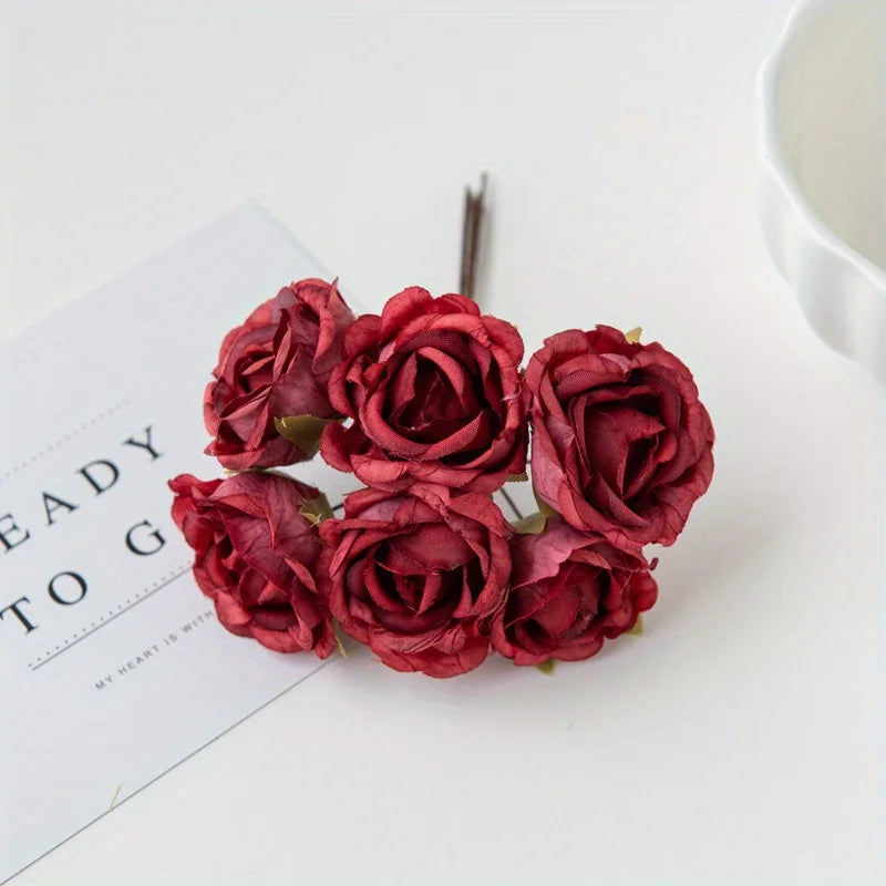 bouquet artificiel roses vintage romantique anniversaire mariage baby shower intérieur feuillets verts