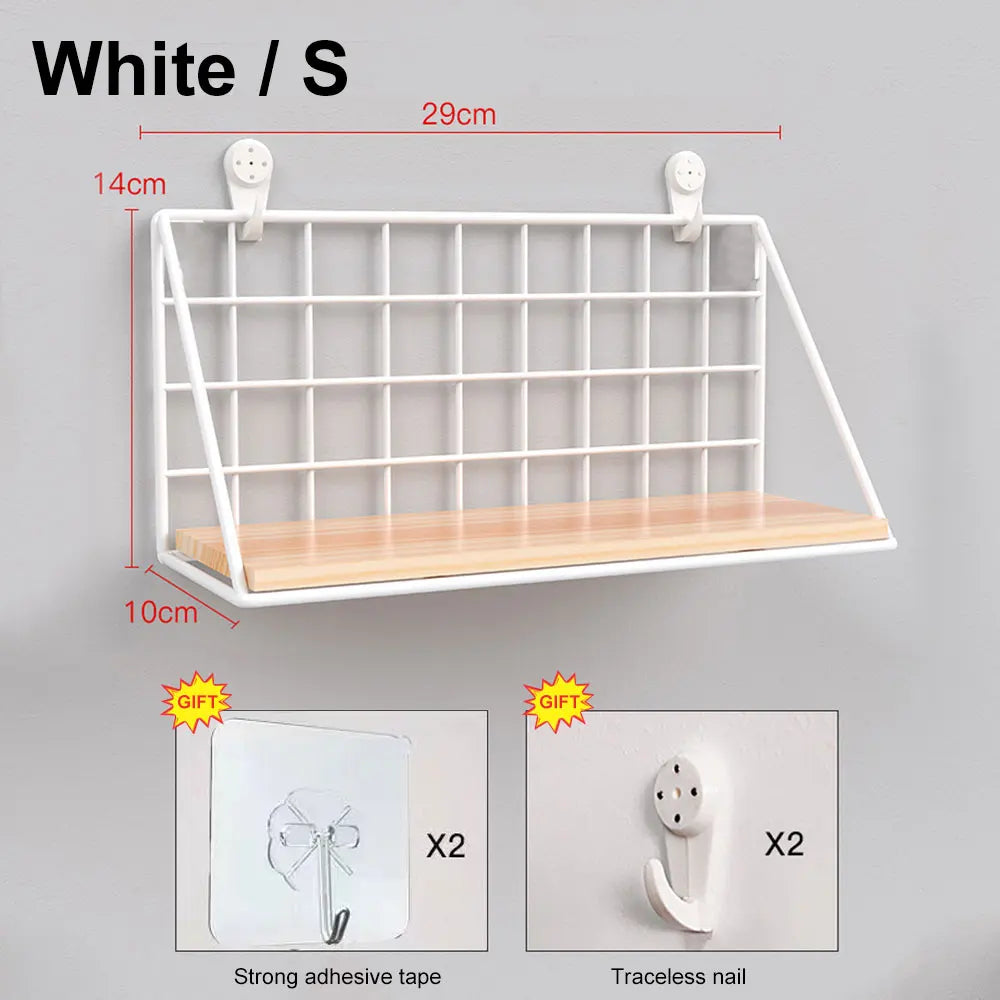 étagère murale industrielle métal bois blanc noir rangement salon chambre decoration moderne finition grille