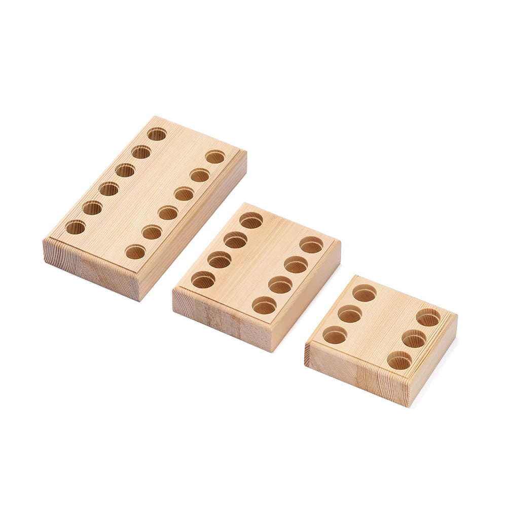 rangement outils bijouterie 12 trous bois naturel surface lisse rustique minimaliste pinceaux
