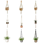 support plante suspendue macramé boho blanc beige noir artisanal anneaux métalliques pot plante