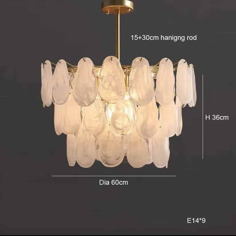 lampe suspendue transparente dorée organique moderne élégante ondulée translucide ampoules led intégrées cuisine salon