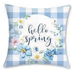 housse coussin polyester floral printemps bleu blanc vert lit salon voiture
