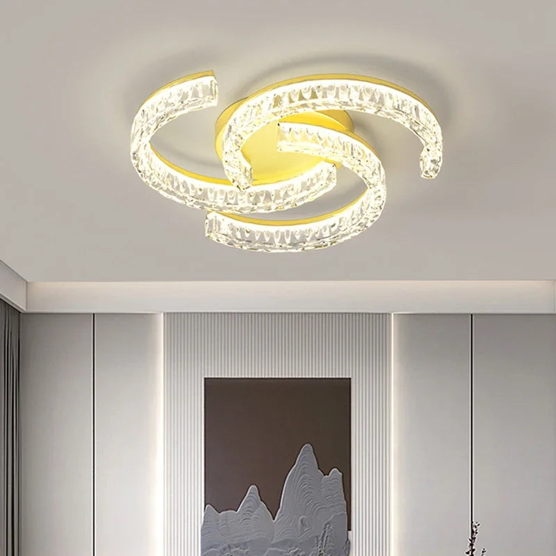 plafonnier moderne led blanc doré noir cristaux contemporain fixations invisibles