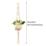 support plante suspendu macramé blanc boho artisanal anneau métallique pot plante