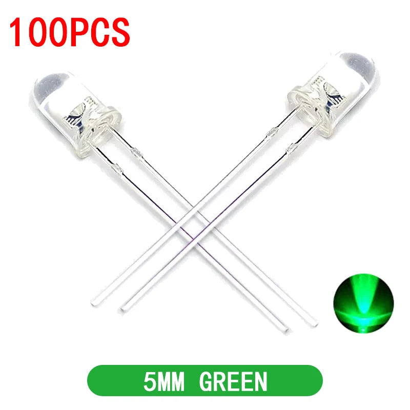 ampoules led transparentes 5mm blanc rouge jaune bleu vert 100 pièces haute qualité