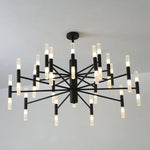 lampe suspendue moderne noir doré tubes transparents structure métallique scandinave led