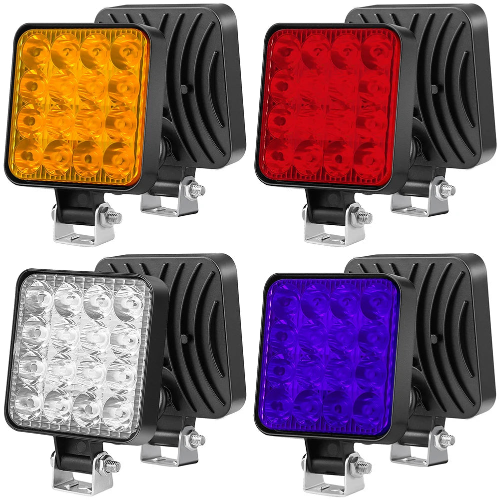 phare led noir jaune rouge bleu moderne robuste ip65 48w clips transparent inondation