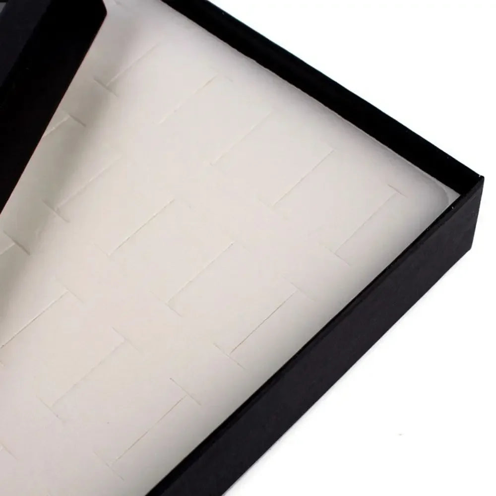 présentoir bijoux bagues velours transparent blanc noir classique élégant 21.7x13.5x3 cm 36 fentes