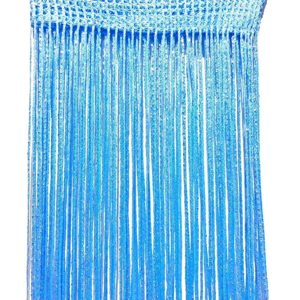 rideaux modernes argentés 1m 2m franges brillantes polyester translucides chambre