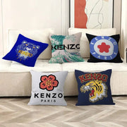 housse coussin motif floral automne contemporain couleurs bleu blanc gris rouge beige