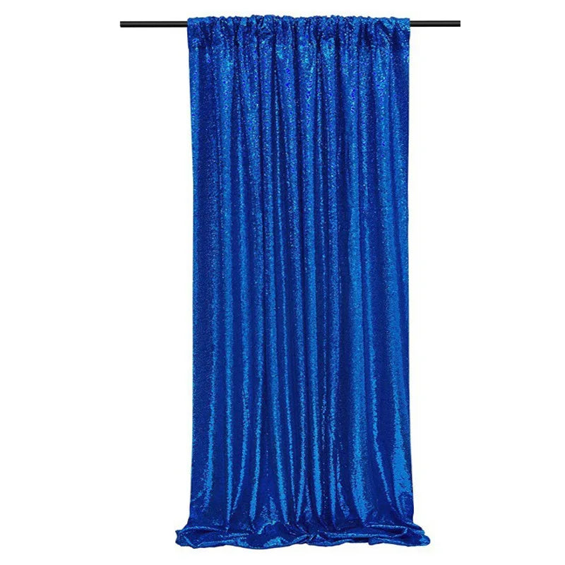 rideau fond paillettes bleu royal doré rouge élégant festif occasion anniversaire opacité deux panneaux