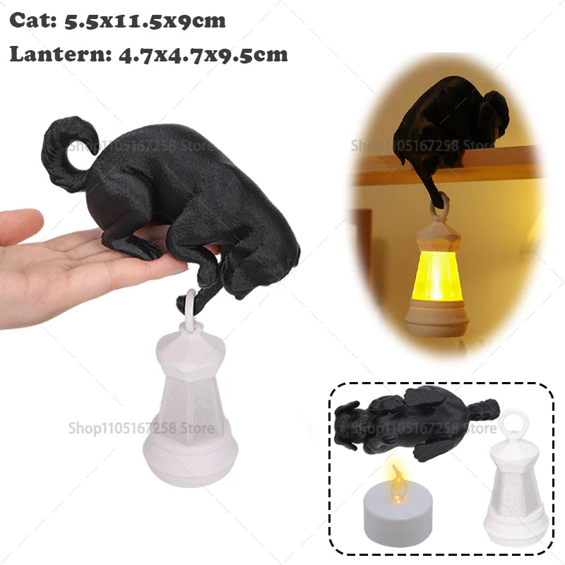 lampe table led noir blanche lanterne animal chat moderne minimaliste clips
