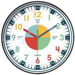 horloge murale moderne enfants chiffres colorés fond blanc cadre argenté silencieuse salon chambre
