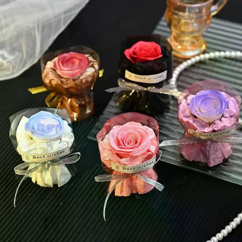 bouquet artificiel fleurs rose blanc violet bleu marron clair classique ruban decoration maison fete