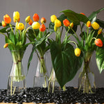 bouquet tulipes artificielles jaune orange rouge blanc décoration intérieure moderne vase verre anniversaire mariage