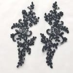 patchs tissu brodé appliques dentelle motif floral rouge bleu doré