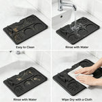 tapis silicone pressage antidérapant facile nettoyage surface texturée moderne noir découpes circulaires