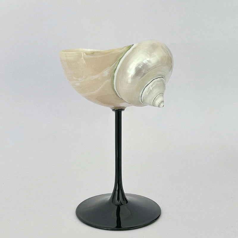 coquillage pied verre couleur dorée élégant moderne brillant accueil décoration ornement cadeau