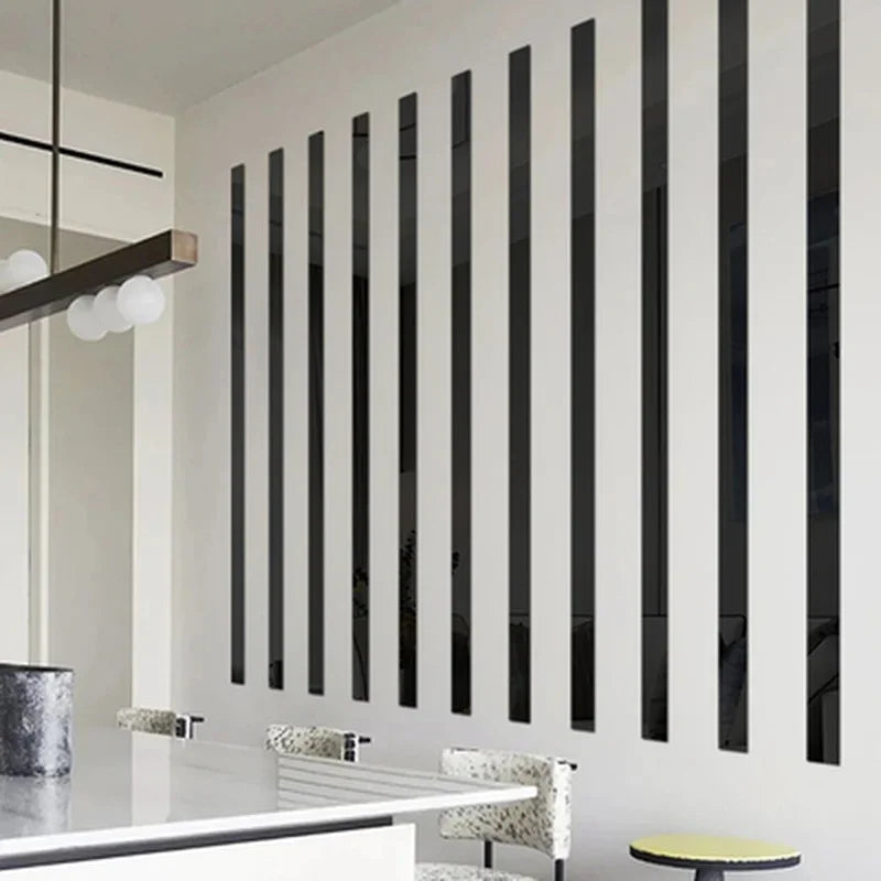 rubans miroirs adhésifs dorés modernes décoration murale élégante noir argenté