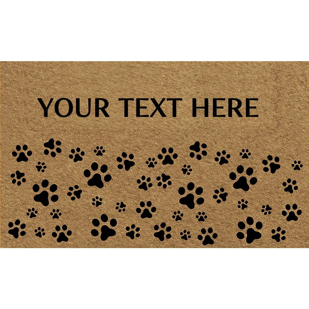 tapis d'entrée imprimé empreintes pattes noires fond marron résistant antidérapant classique