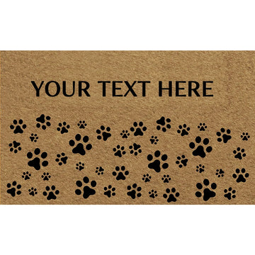 tapis d'entrée imprimé empreintes pattes noires fond marron résistant antidérapant classique