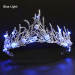 couronne mariée strass bleu argenté élégante lumière led mariage anniversaire fêtes