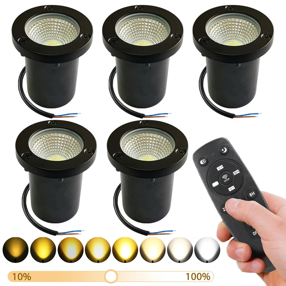 spots led étanches ip65 noirs modernes télécommande extérieur jardin allée