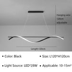 suspension lumineuse moderne ondulé noir blanc fixations chaines