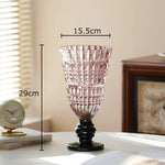 vase verre rose vert violet transparent gravé strié classique élégant décoration table floral