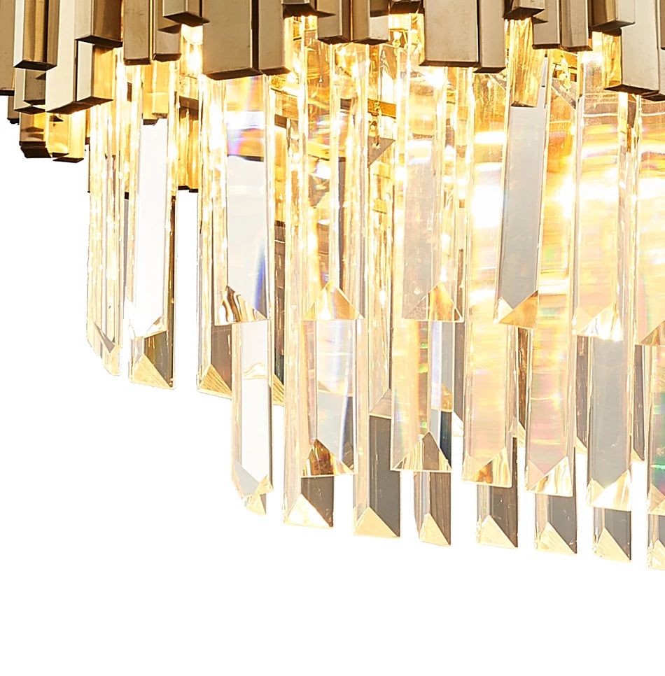 Suspension lumineuse dorée cristal moderne 4500K 3500K 6000K salon chambre