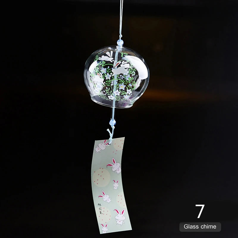 cloches vent japonaises transparentes fleurées traditionnelles ruban soie fixations œilletsintérieur decoration fleurs cerisier transparence