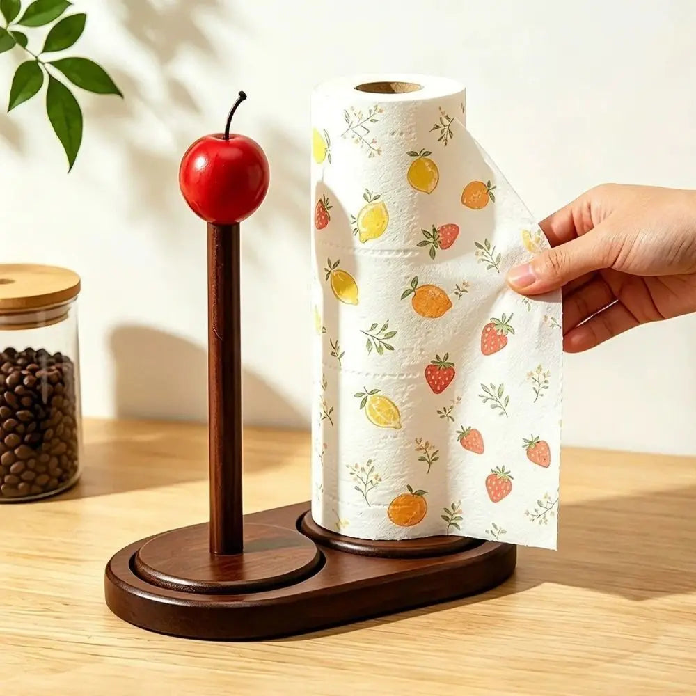 porte rouleau papier bois marron étoile rouge citron orange fraise décoration rustique chambre étagère