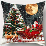 housses d'oreiller noël santa rennes arbre cadeaux lune flocons polyester fermeture éclair machine 45cm