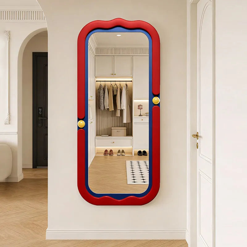 miroir moderne coloré jaune bleu rouge violet rond brillant yeillets