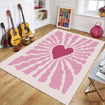 tapis moderne rose rayures ondulées salon chambre facile nettoyer polyester polypropylène