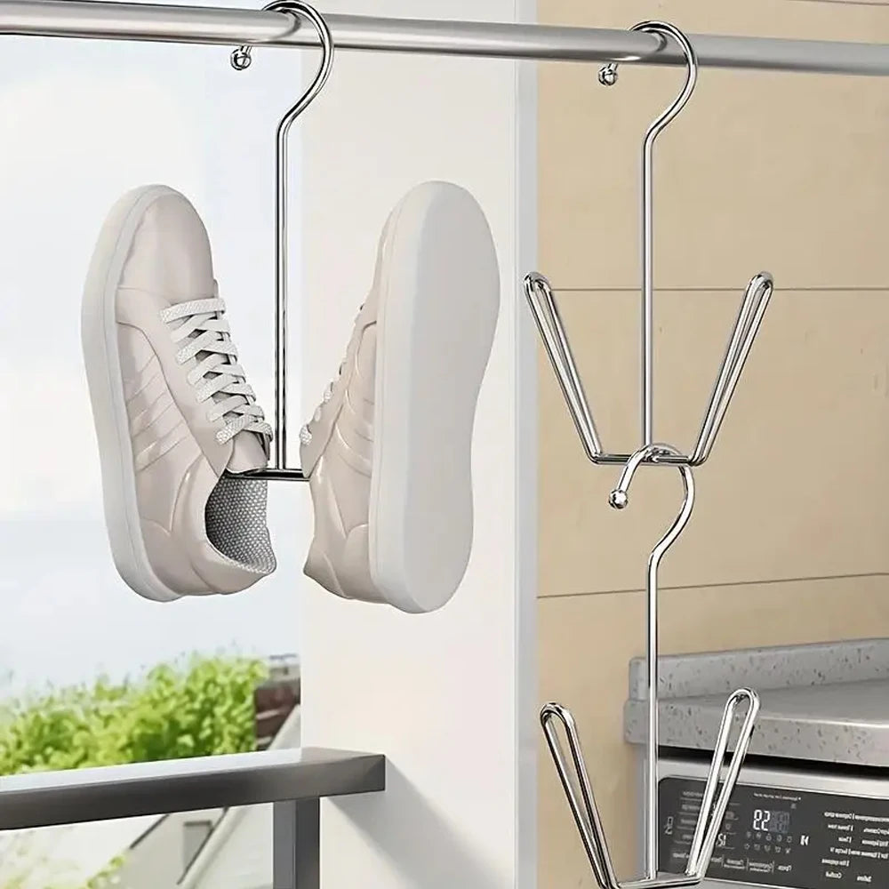 porte souliers argenté moderne réutilisable tringle fixe cintre chaussures séchoir gain place organiser déshumidifier