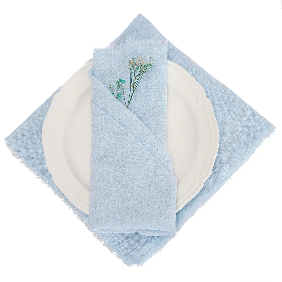 lot serviettes table coton rose franges ruban décorations mariage fête table rustique moderne