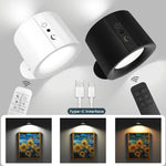 Applique murale LED tactile magnétique rechargeable 360° en blanc et noir