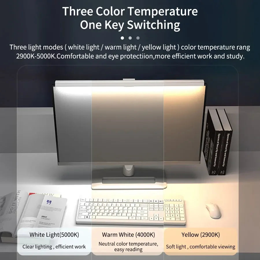 lampe led moderne noir blanc intensité variable continu usb chargeable monitor gaming
