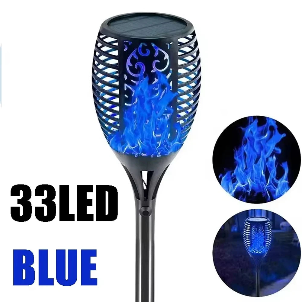 lanterne solaire flamme stylisée noir bleu orange moderne extérieure jardin halloween