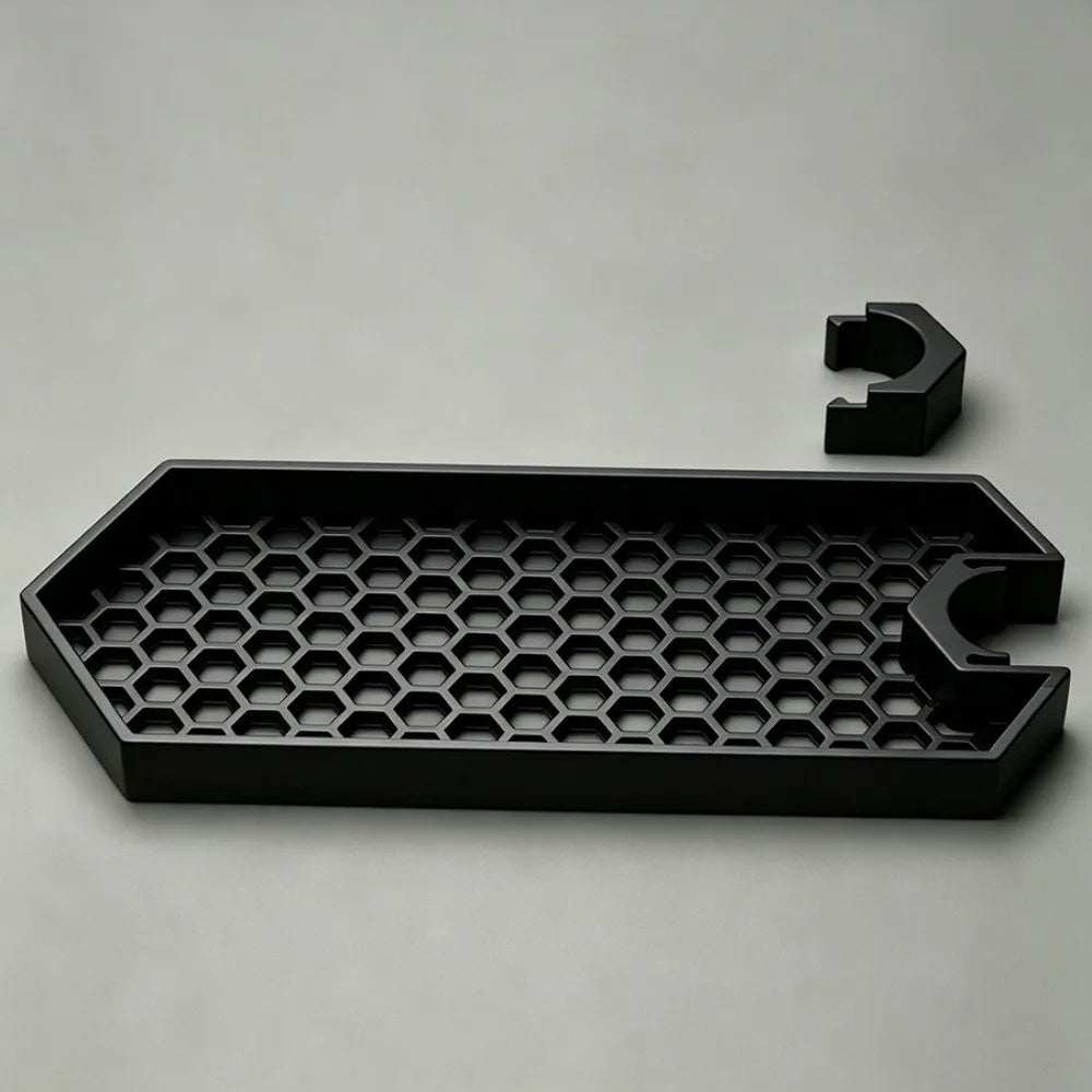 support rangement mural rose clair jaune noir grille hexagonale clips fixation rangement douche réutilisable