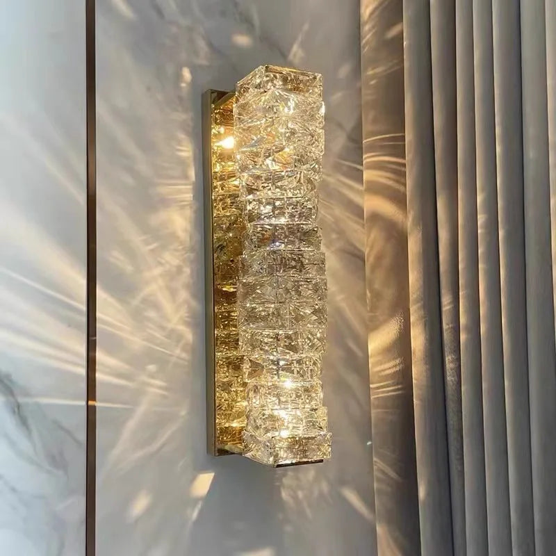 Applique murale moderne cristal transparent doré éclairage quotidien chambre entrée étude fixée mur interrupteur