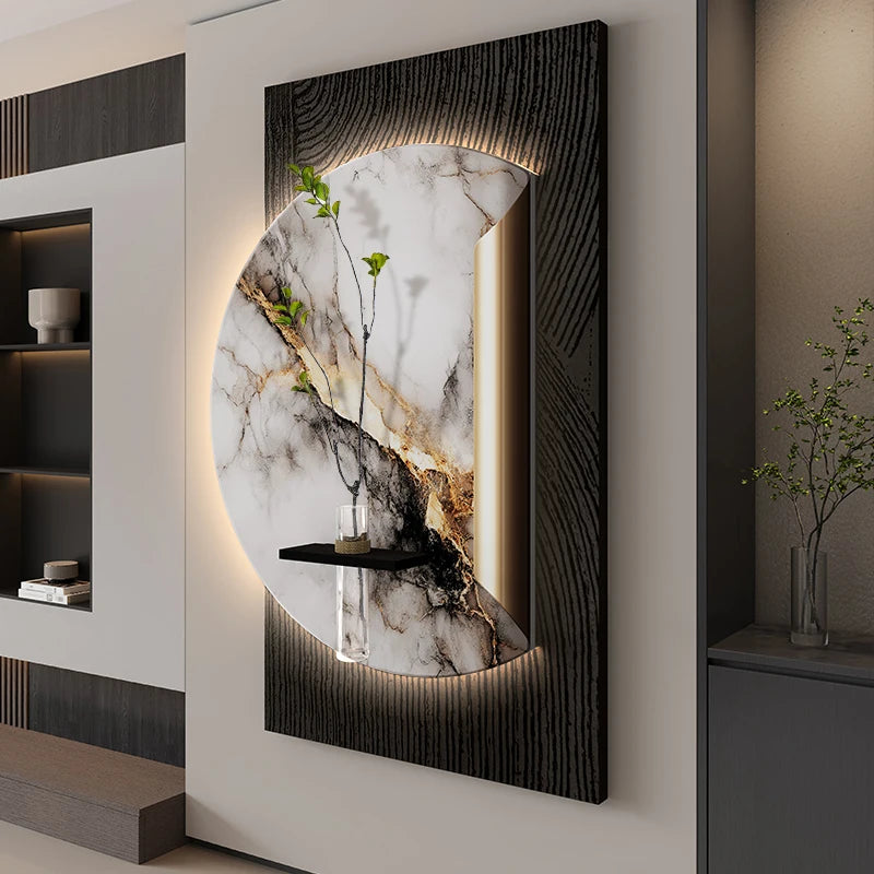 cadre mural étagère intégrée adhésif plante artificielle vase verre support mousse contemporain minimaliste noir