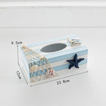 boîte mouchoirs marin bois bleu rayures coquillages bateau étoile mer décorative maison rangement