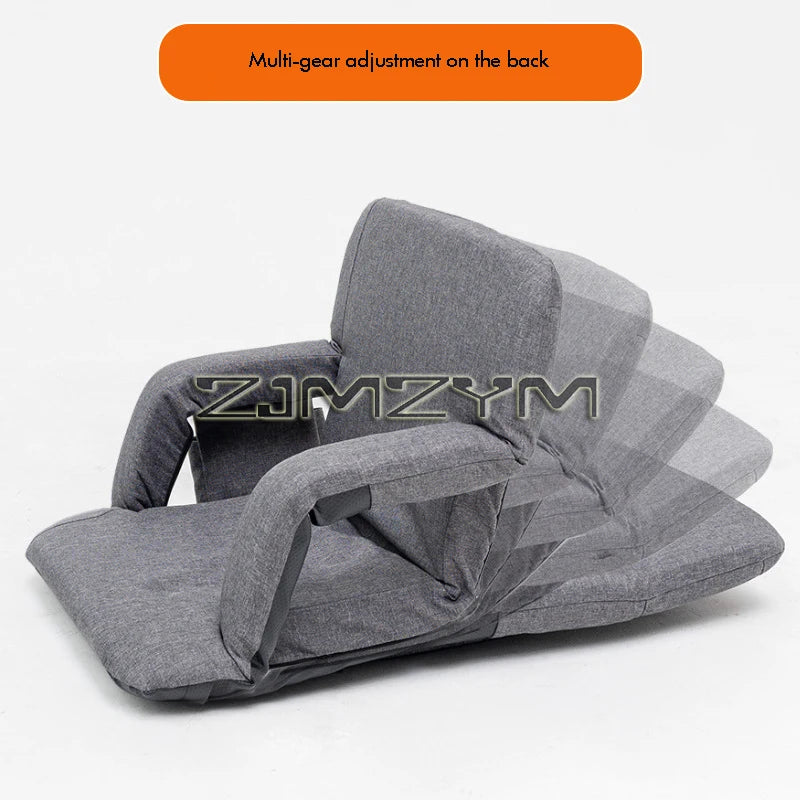 fauteuil pliable moderne gris tissu uni portable poches appui tête adjustableextérieurcamping