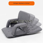fauteuil pliable moderne gris tissu uni portable poches appui tête adjustableextérieurcamping