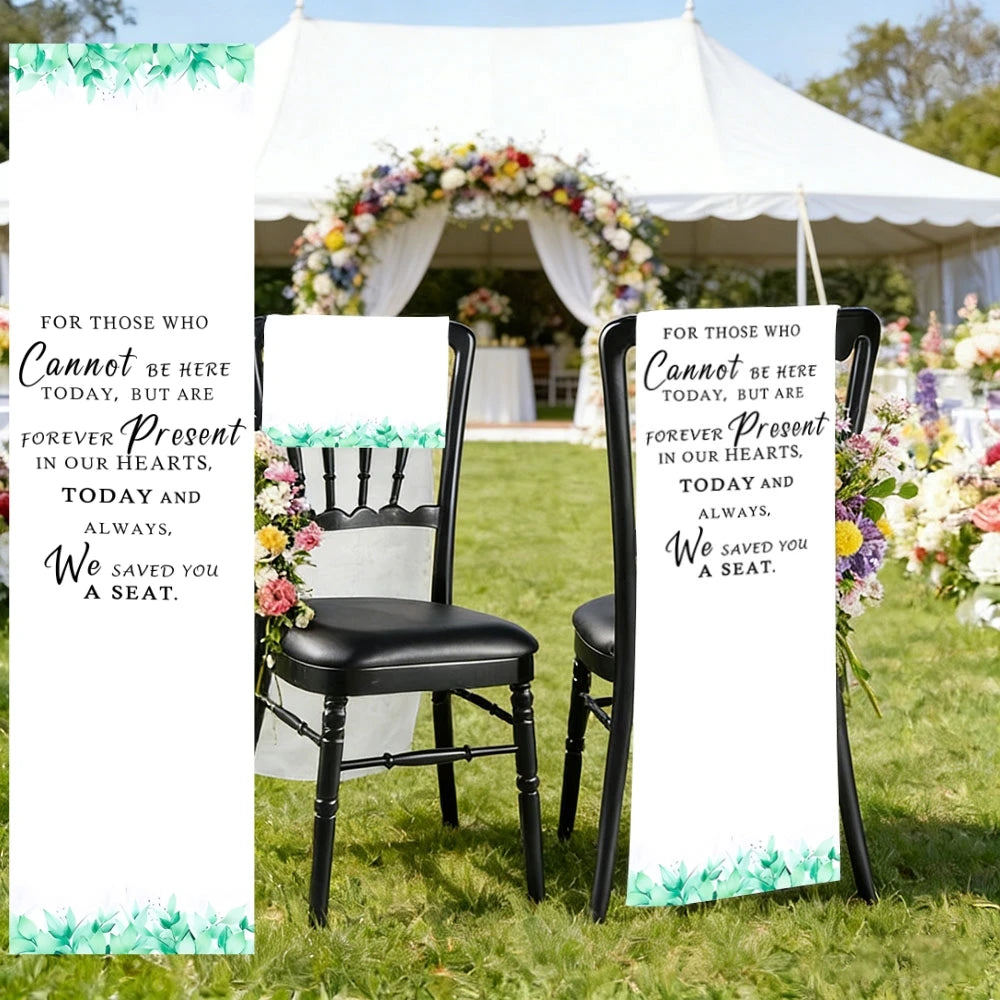 bannière mariage commémorative lettrage blanc vert bordure élégante clips decoration événement festive polyester