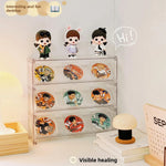 porte cartes anti poussière acrylique transparent personnages animés moderne rangement bijoux accessoiressealed dustproof