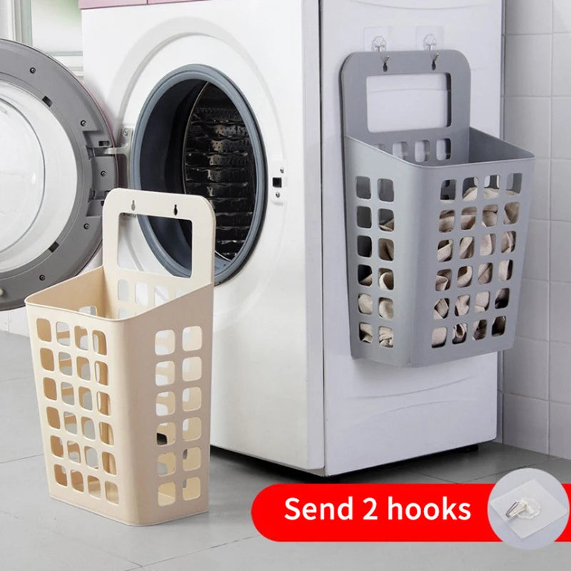 panier linge gris blanc perforé moderne rangement crochet adhésifs chambre salon