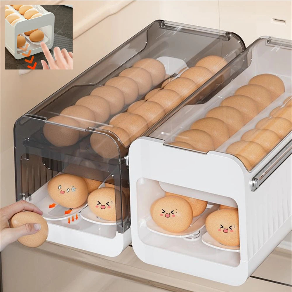 boîte stockage œufs réfrigérateur transparente moderne blanche compartiments automatiques élégante organisation pratique